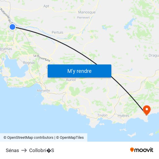 Sénas to Collobri�S map