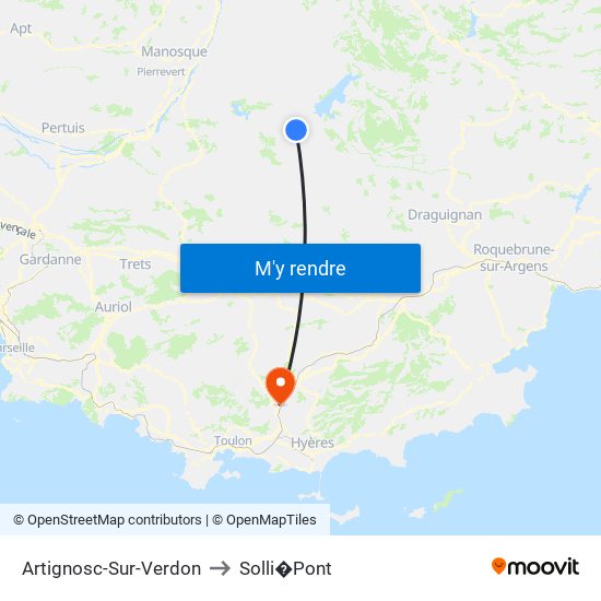 Artignosc-Sur-Verdon to Solli�Pont map