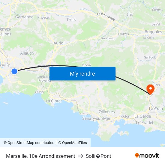 Marseille, 10e Arrondissement to Solli�Pont map