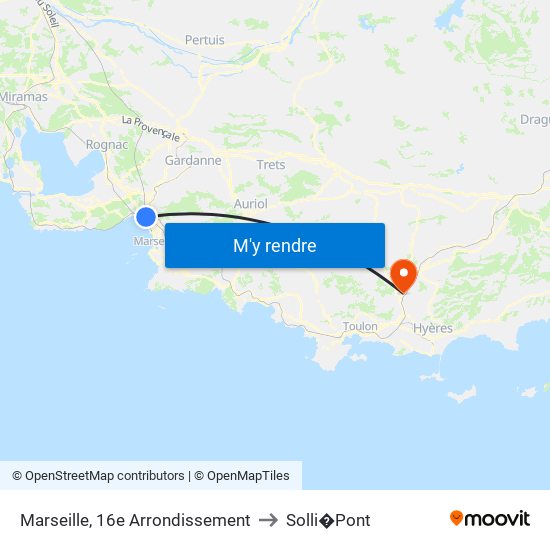 Marseille, 16e Arrondissement to Solli�Pont map