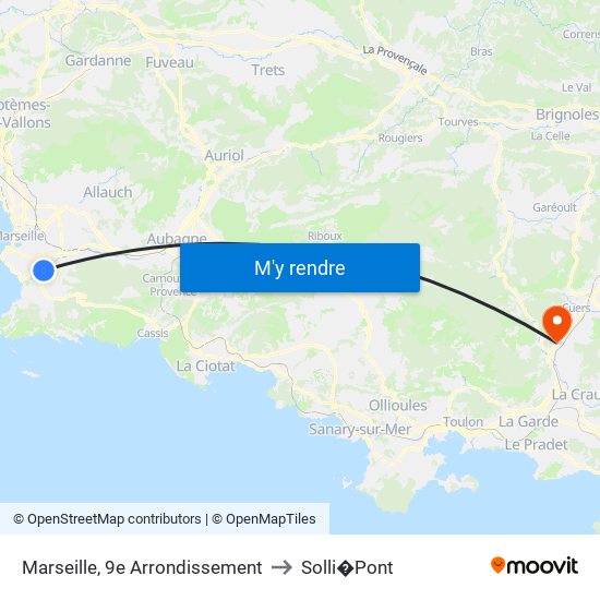 Marseille, 9e Arrondissement to Solli�Pont map