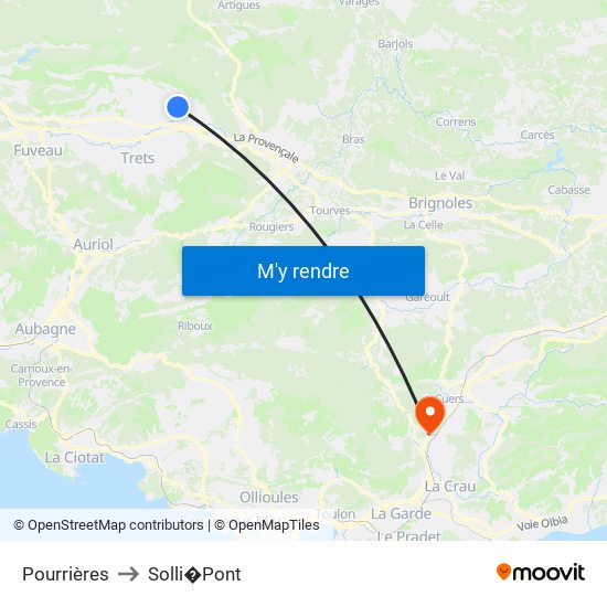 Pourrières to Solli�Pont map