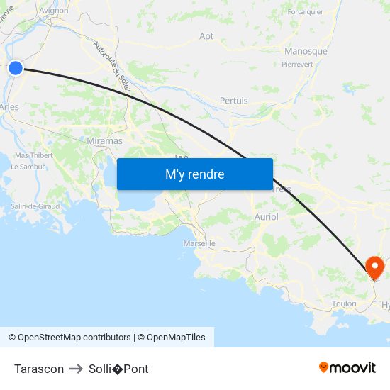 Tarascon to Solli�Pont map
