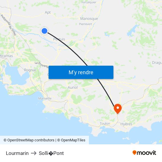 Lourmarin to Solli�Pont map