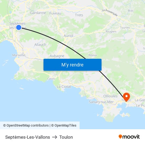 Septèmes-Les-Vallons to Toulon map