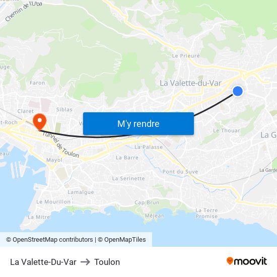 La Valette-Du-Var to Toulon map