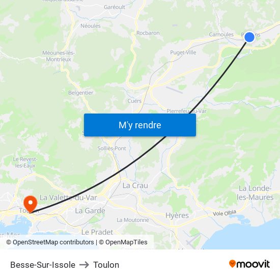 Besse-Sur-Issole to Toulon map