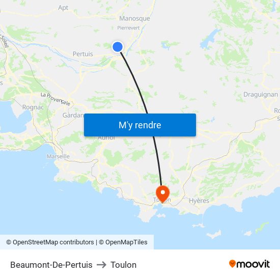 Beaumont-De-Pertuis to Toulon map