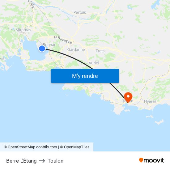 Berre-L'Étang to Toulon map