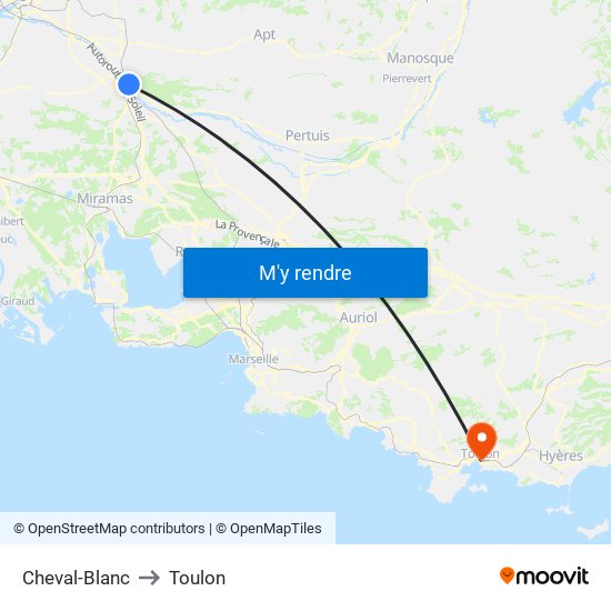 Cheval-Blanc to Toulon map