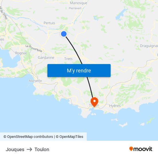 Jouques to Toulon map