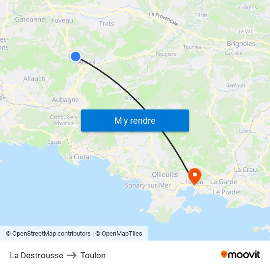 La Destrousse to Toulon map