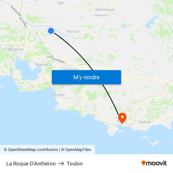 La Roque-D'Anthéron to Toulon map