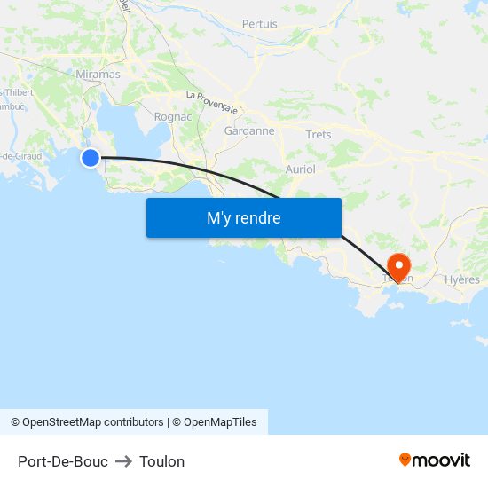 Port-De-Bouc to Toulon map