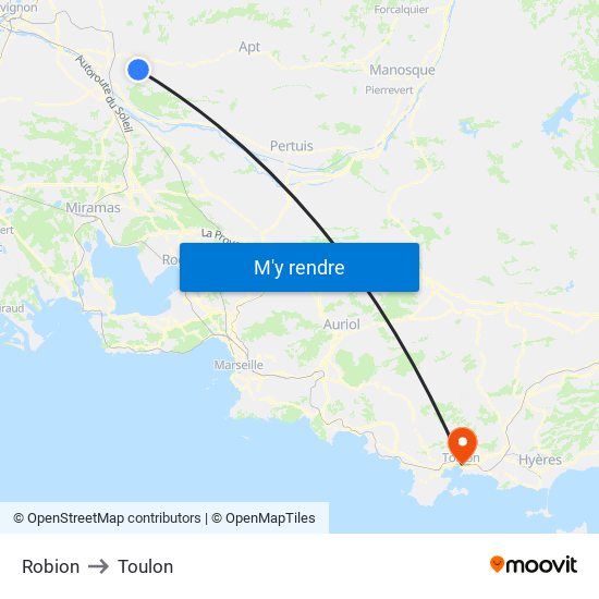 Robion to Toulon map