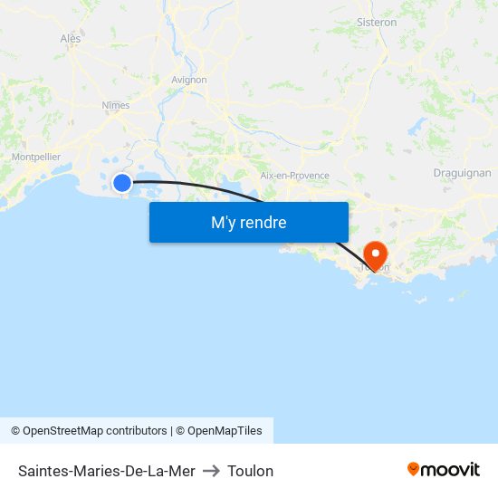 Saintes-Maries-De-La-Mer to Toulon map
