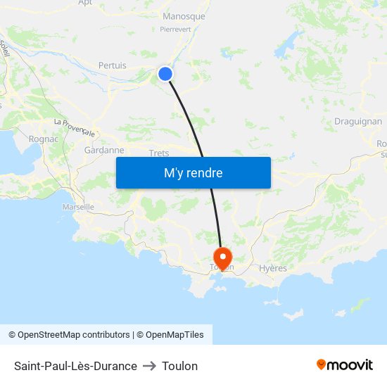 Saint-Paul-Lès-Durance to Toulon map