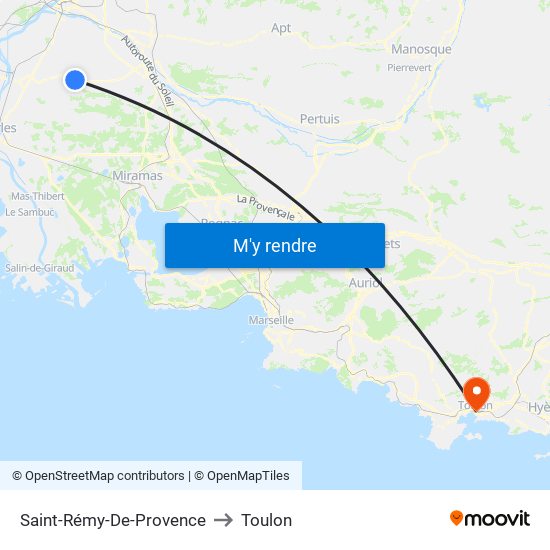 Saint-Rémy-De-Provence to Toulon map