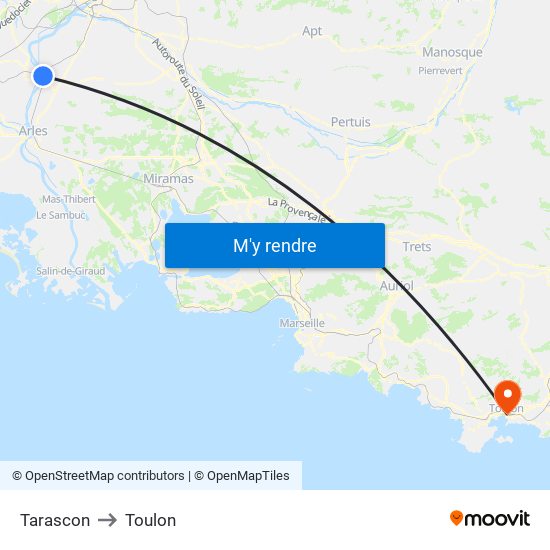 Tarascon to Toulon map