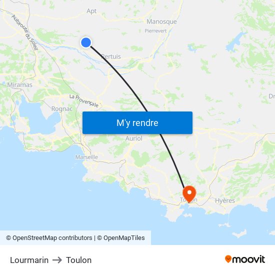 Lourmarin to Toulon map