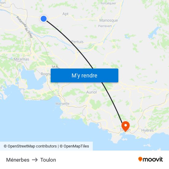 Ménerbes to Toulon map