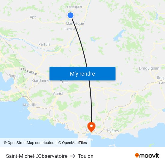 Saint-Michel-L'Observatoire to Toulon map