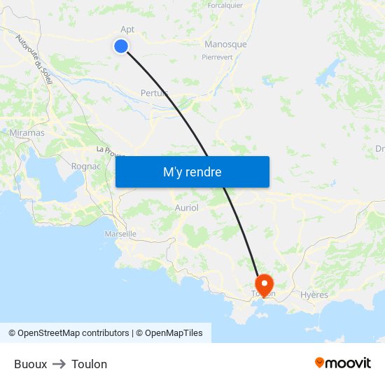 Buoux to Toulon map
