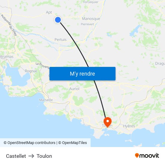 Castellet to Toulon map