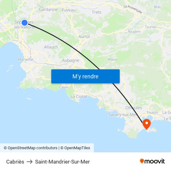 Cabriès to Saint-Mandrier-Sur-Mer map