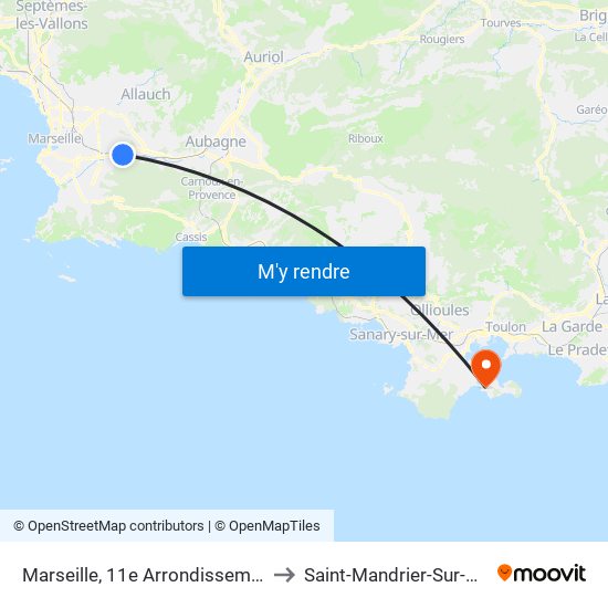 Marseille, 11e Arrondissement to Saint-Mandrier-Sur-Mer map