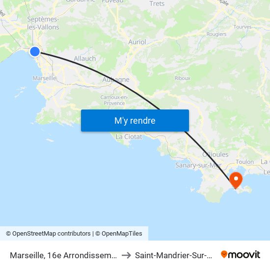 Marseille, 16e Arrondissement to Saint-Mandrier-Sur-Mer map