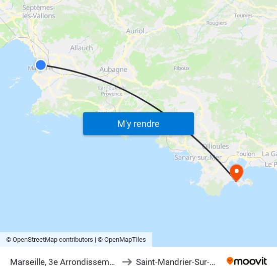 Marseille, 3e Arrondissement to Saint-Mandrier-Sur-Mer map