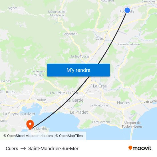 Cuers to Saint-Mandrier-Sur-Mer map