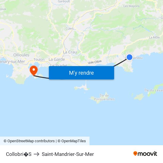 Collobri�S to Saint-Mandrier-Sur-Mer map
