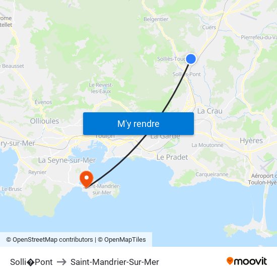 Solli�Pont to Saint-Mandrier-Sur-Mer map