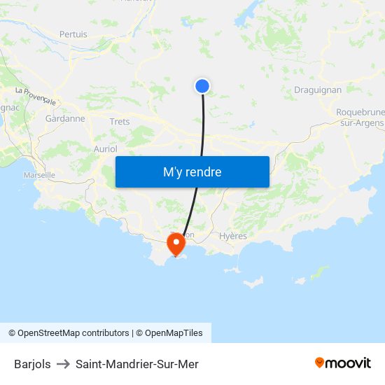 Barjols to Saint-Mandrier-Sur-Mer map