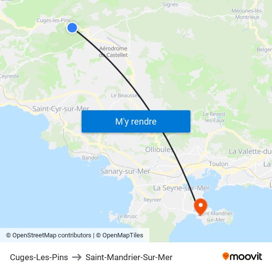 Cuges-Les-Pins to Saint-Mandrier-Sur-Mer map
