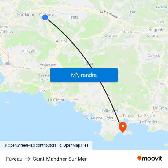 Fuveau to Saint-Mandrier-Sur-Mer map