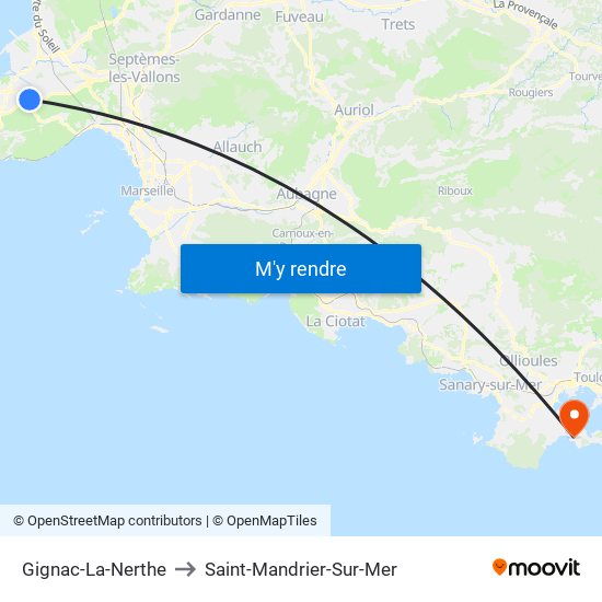 Gignac-La-Nerthe to Saint-Mandrier-Sur-Mer map