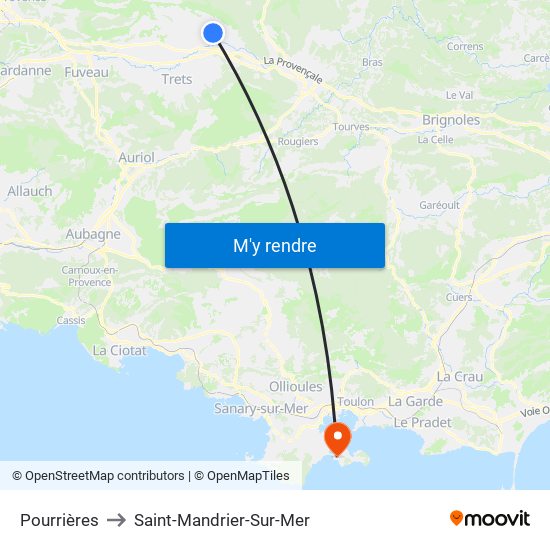 Pourrières to Saint-Mandrier-Sur-Mer map