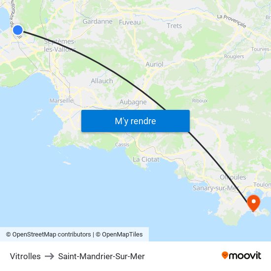 Vitrolles to Saint-Mandrier-Sur-Mer map
