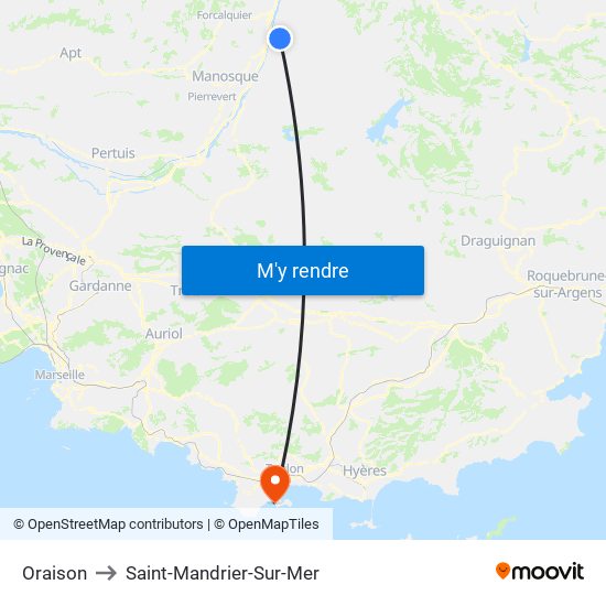 Oraison to Saint-Mandrier-Sur-Mer map