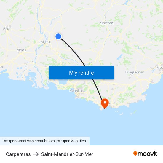 Carpentras to Saint-Mandrier-Sur-Mer map