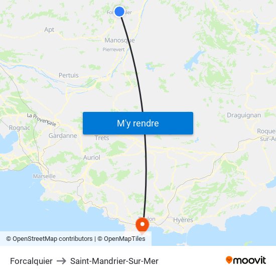 Forcalquier to Saint-Mandrier-Sur-Mer map