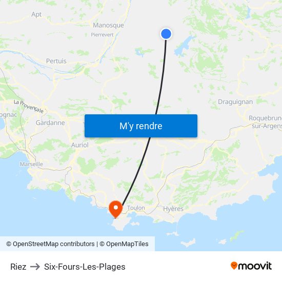 Riez to Six-Fours-Les-Plages map