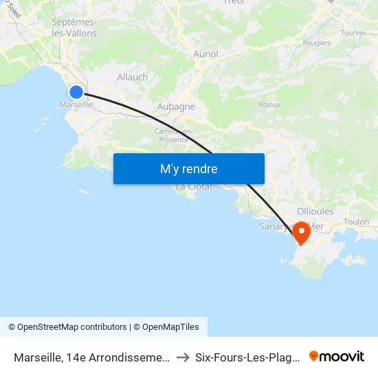 Marseille, 14e Arrondissement to Six-Fours-Les-Plages map