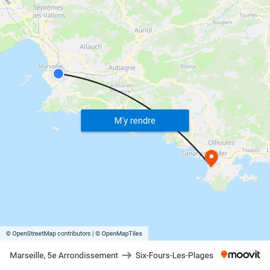 Marseille, 5e Arrondissement to Six-Fours-Les-Plages map