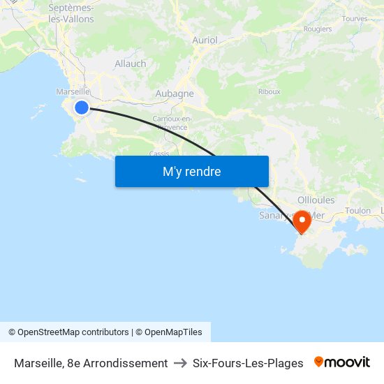 Marseille, 8e Arrondissement to Six-Fours-Les-Plages map