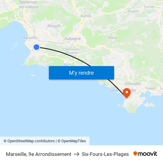 Marseille, 9e Arrondissement to Six-Fours-Les-Plages map