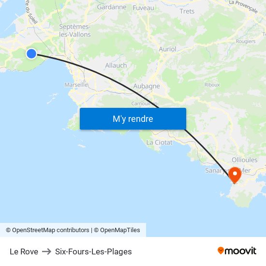 Le Rove to Six-Fours-Les-Plages map